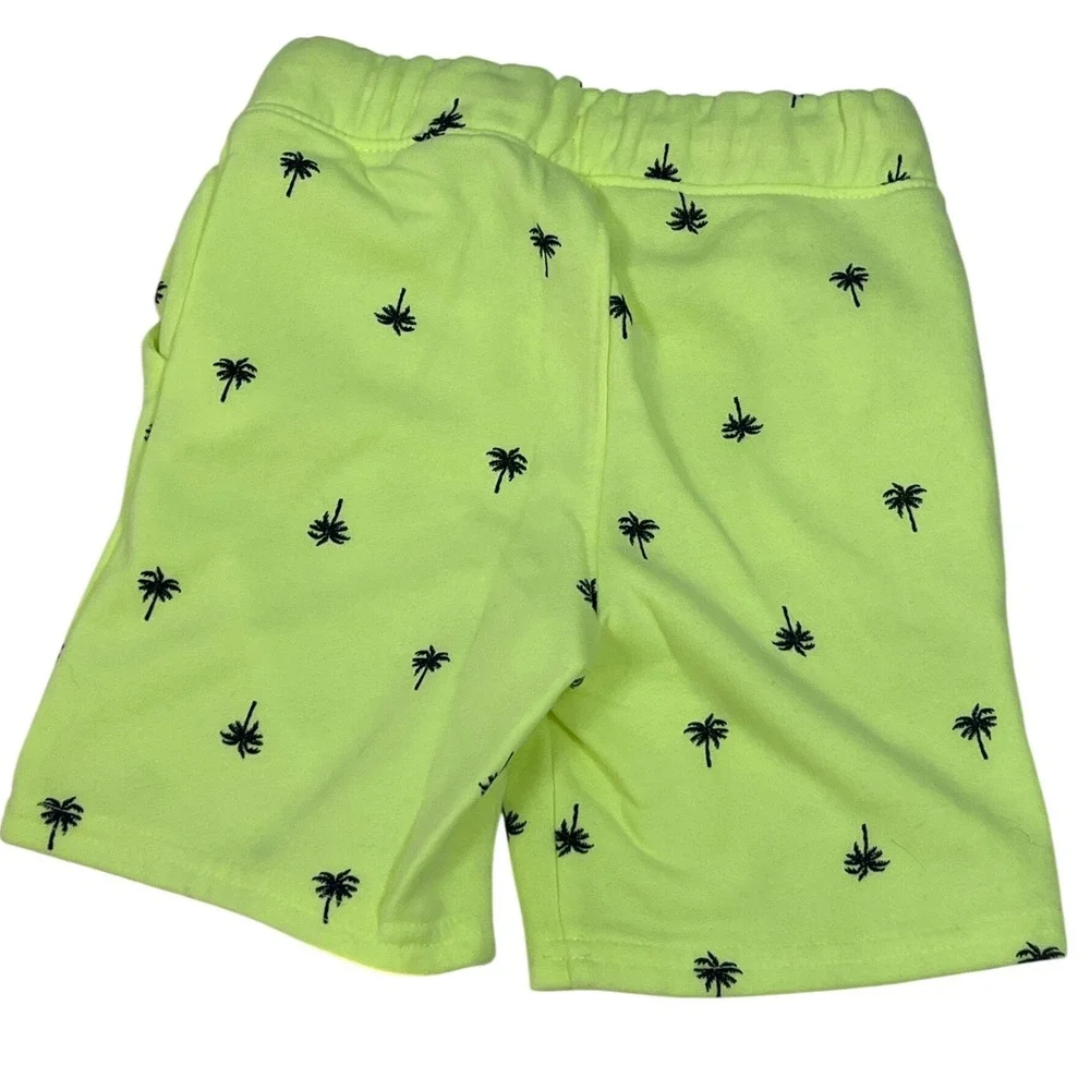 Old Navy Kids Neon Green Navy Blue Palm Trees Tropical Sweatpants Shorts Boys 4T